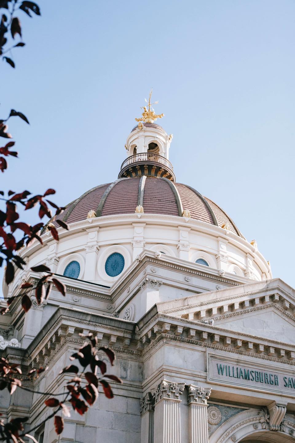 Classical American bank building: the dome of a historic savings bank